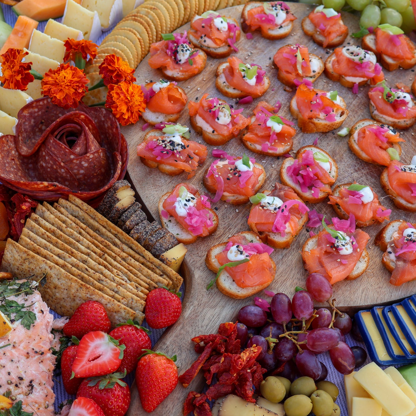 Colorful catering dish with organic ingredients