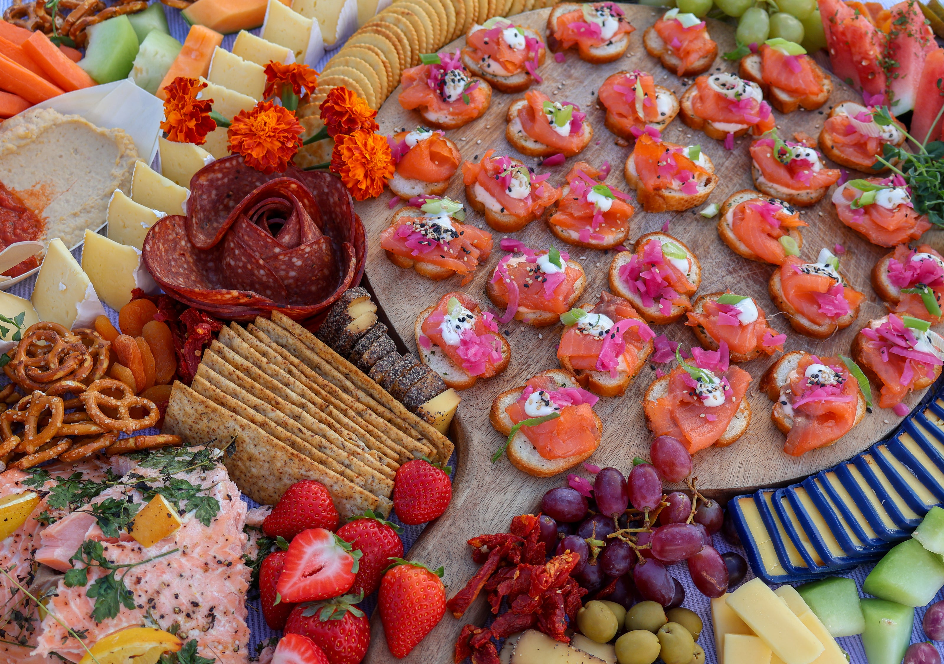 Colorful catering dish with organic ingredients